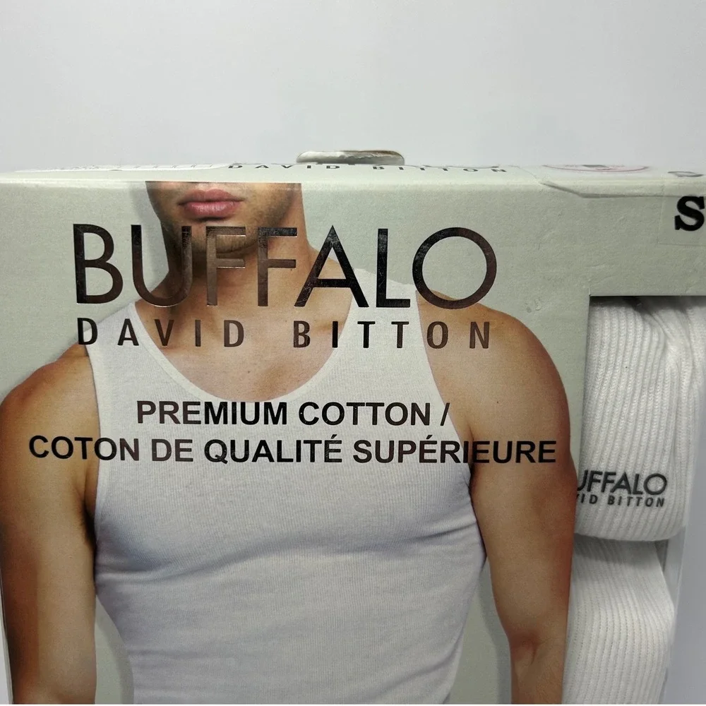 Buffalo David Bitton Mens 5 Pack Rib Tanks White Premium Cotton Shirt Small New